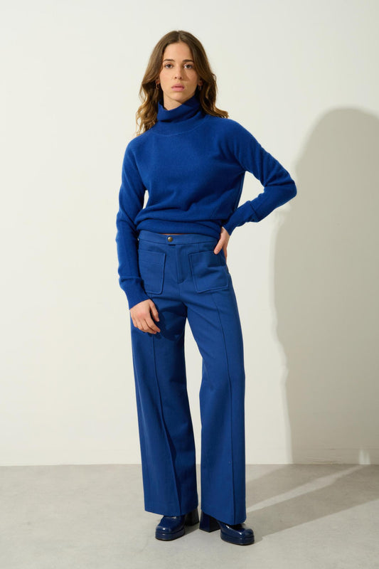 MADELINE ultramarine turtleneck sweater 100% cashmere