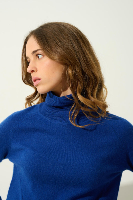 MADELINE ultramarine turtleneck sweater 100% cashmere