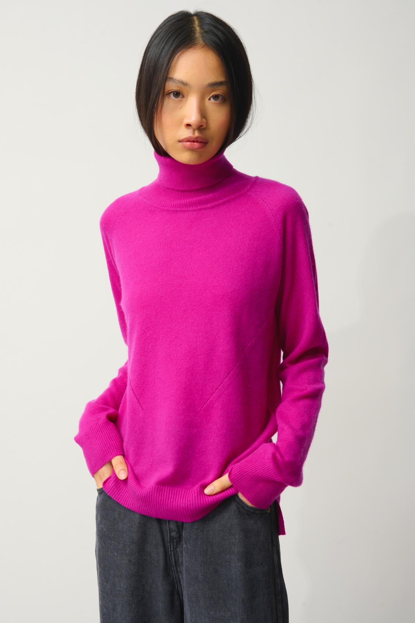 MADELINE Rollkragenpullover violett 100% Kaschmir