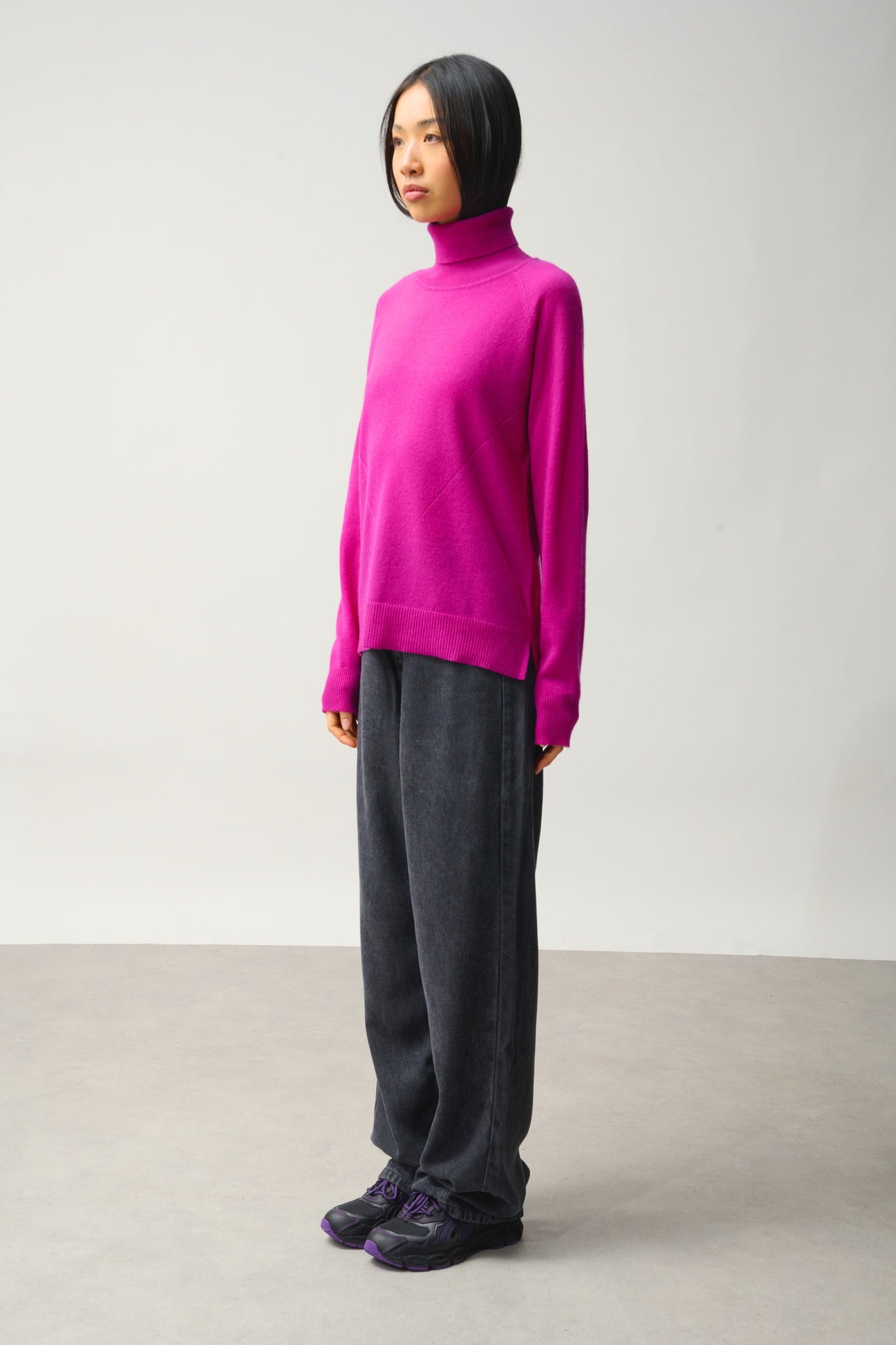 MADELINE Rollkragenpullover violett 100% Kaschmir