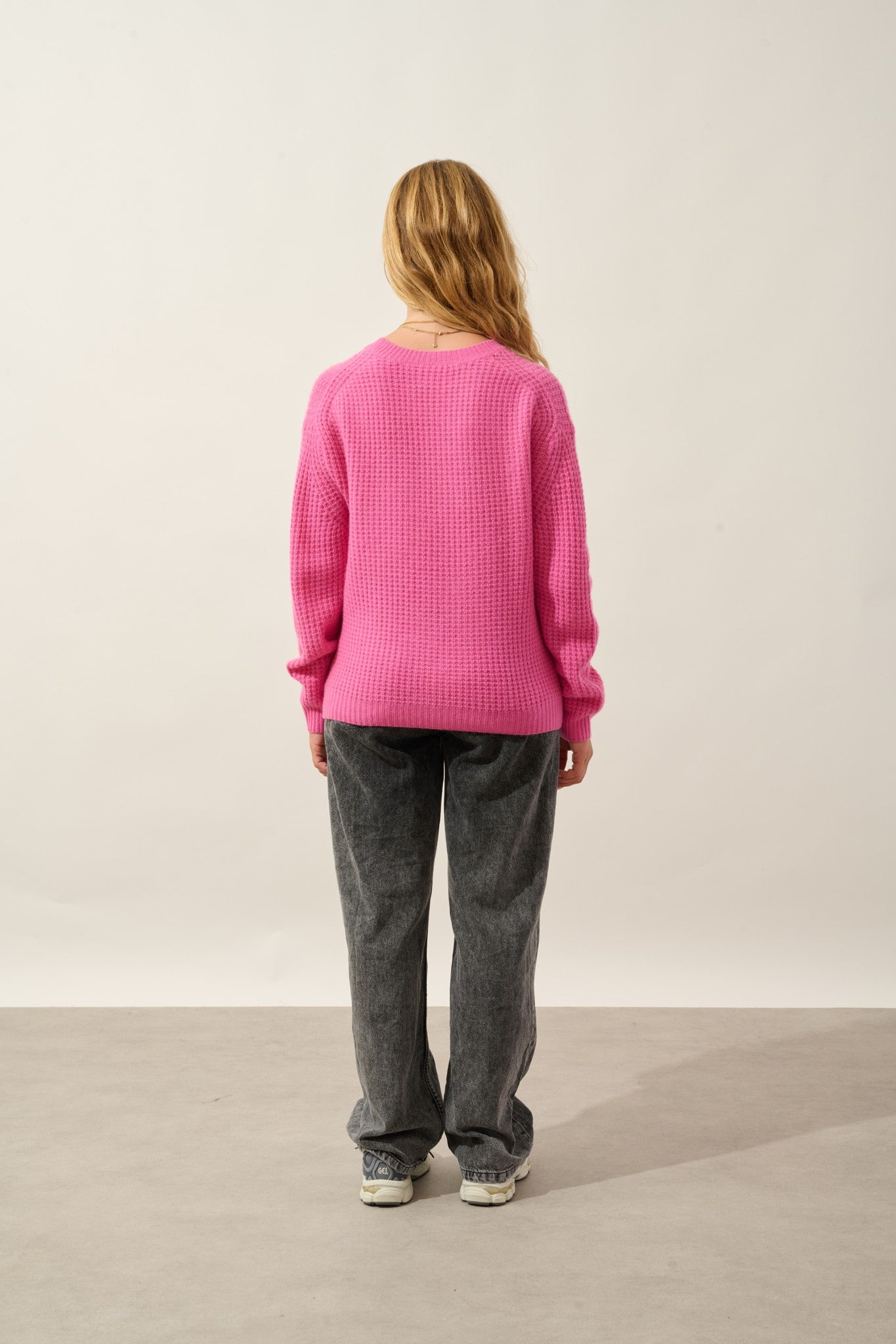 maelis pull col rond 6 fils rose 100% cachemire