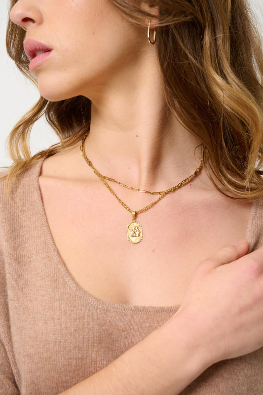 MAELYS thirt col rond camel chiné 100% cachemire