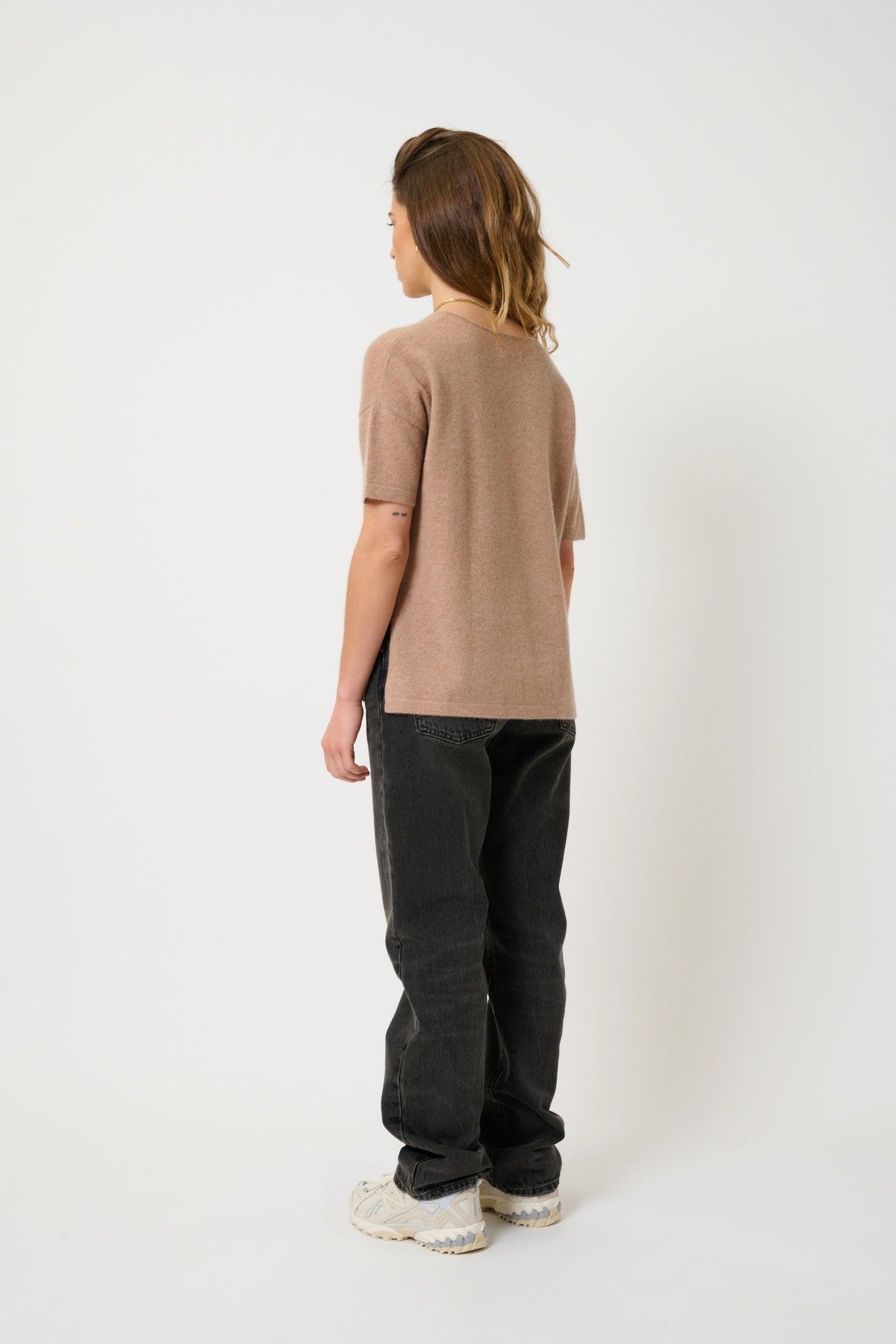 MAELYS Rundhals-T-Shirt camel meliert 100% Kaschmir