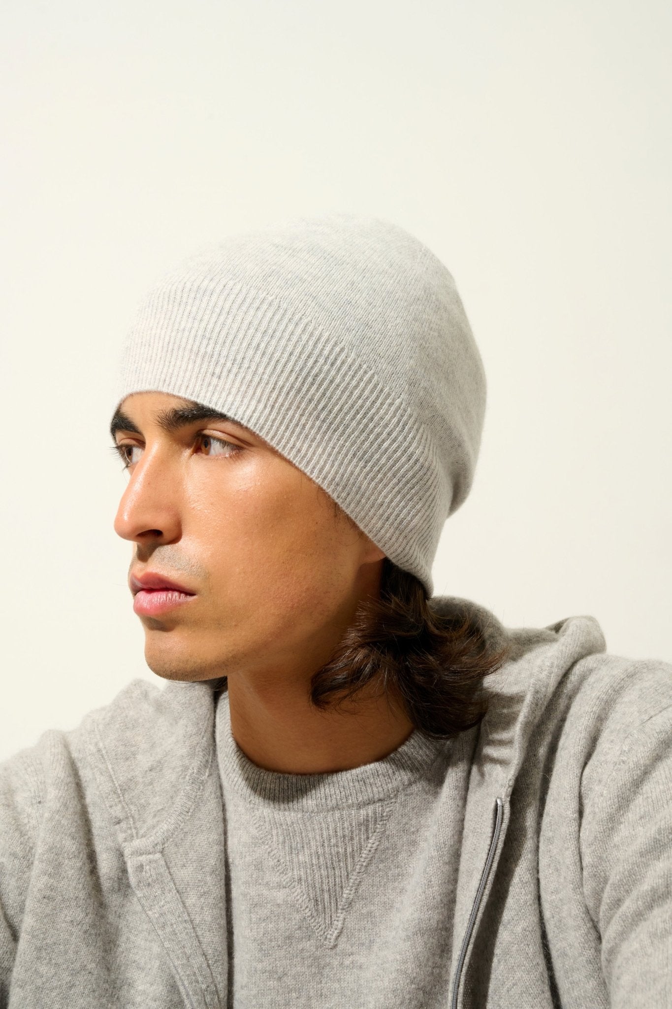 MANTI glacier mottled beanie 100% cashmere