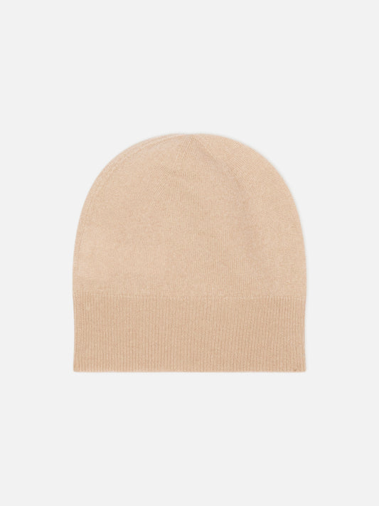 MANTI sand-colored beanie, 100% cashmere