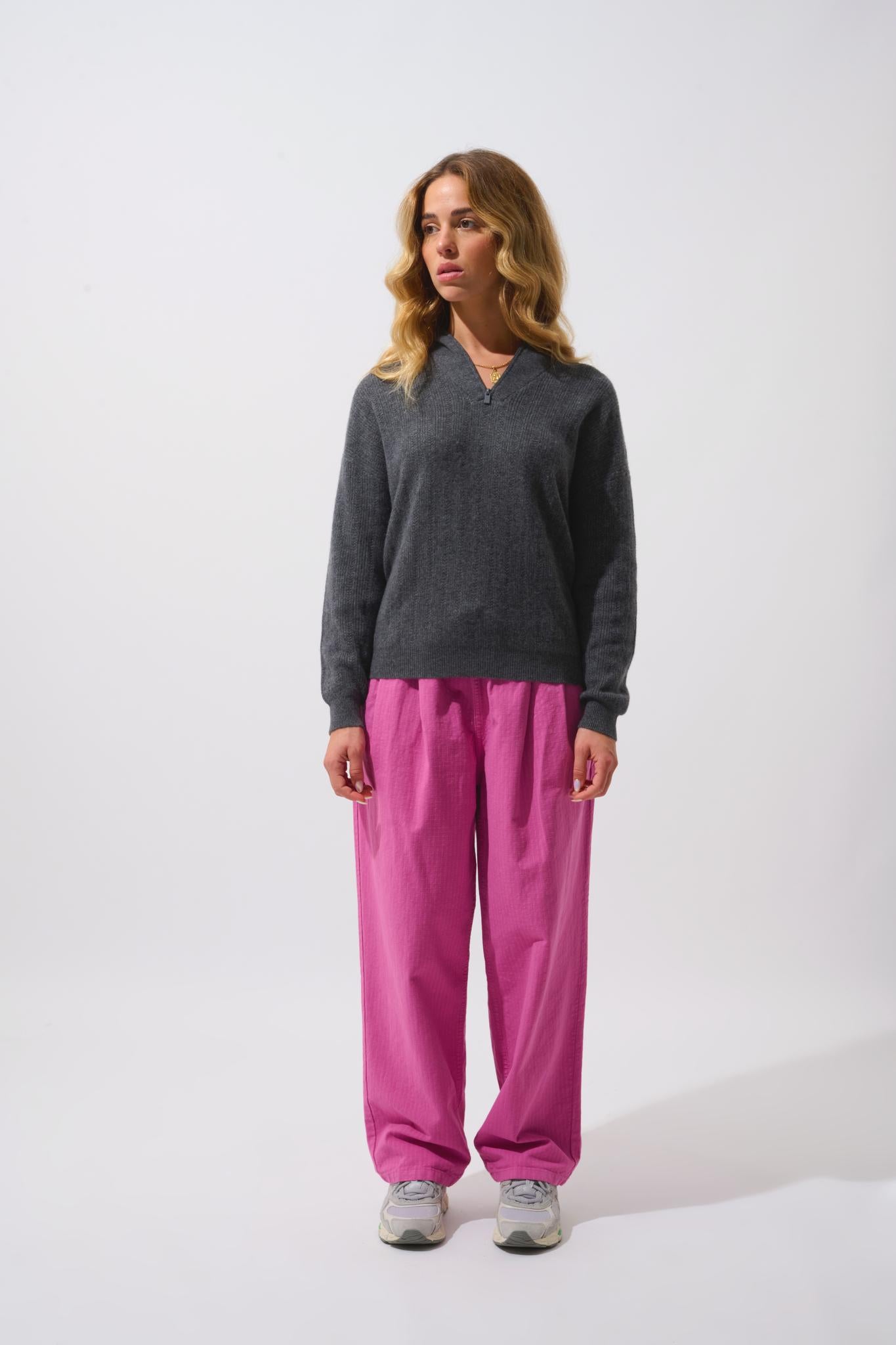 MARIE pull camionneur anthracite chiné 100% cachemire