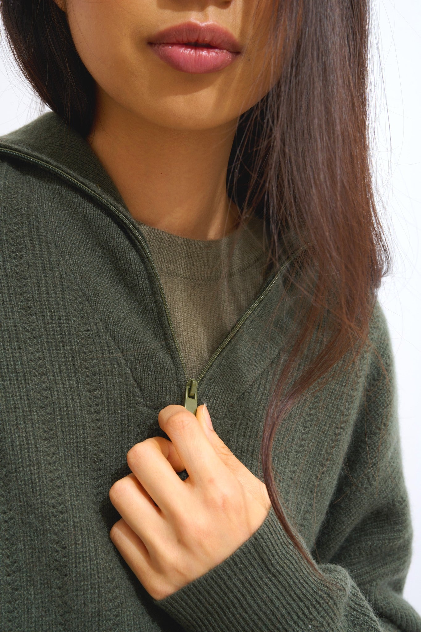 marie pull camionneur kaki 100% cachemire