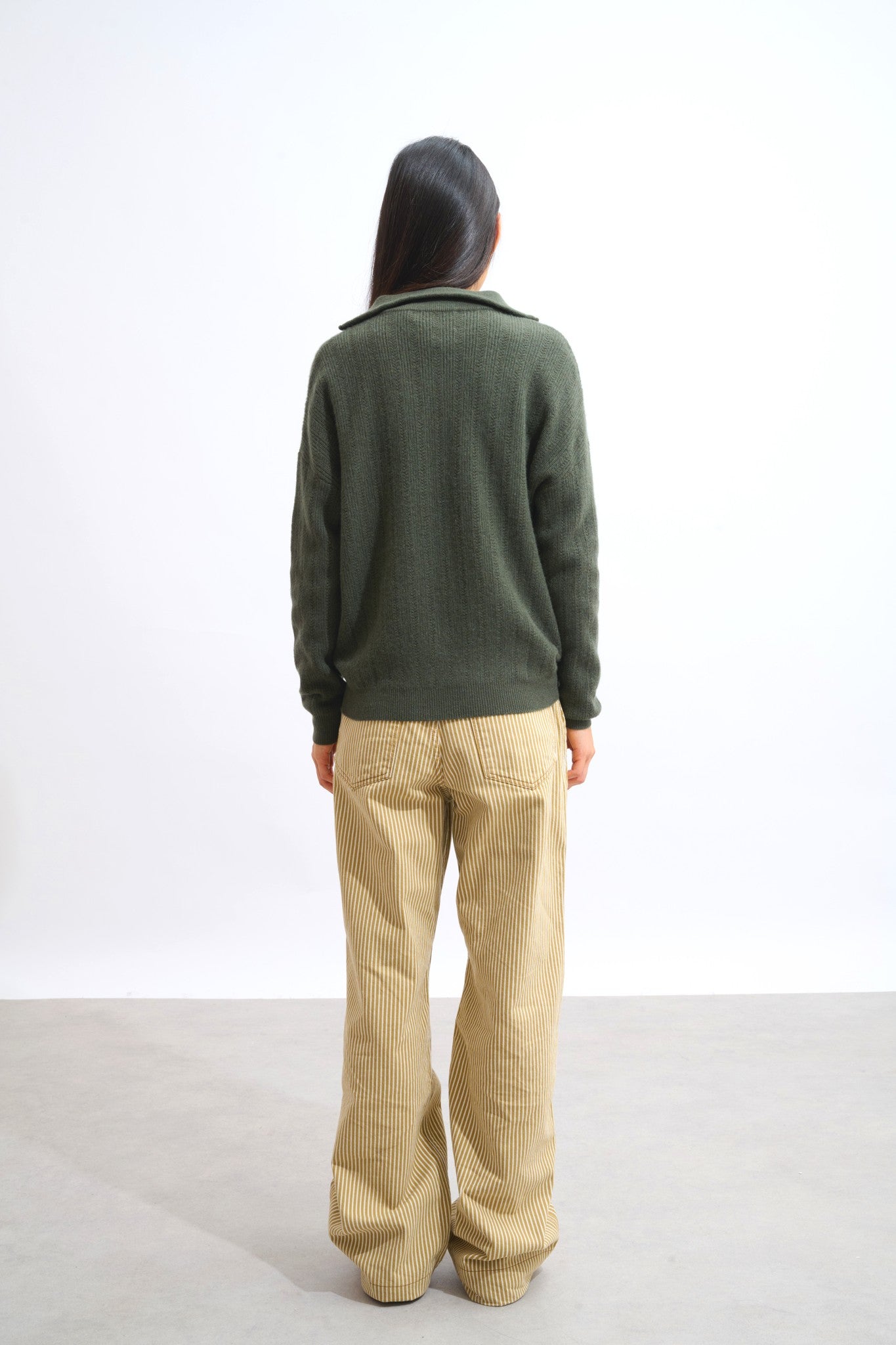 marie pull camionneur kaki 100% cachemire