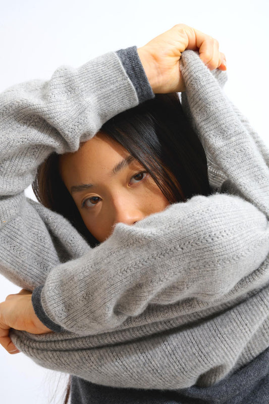 MARIE pull camionneur nuage chiné 100% cachemire