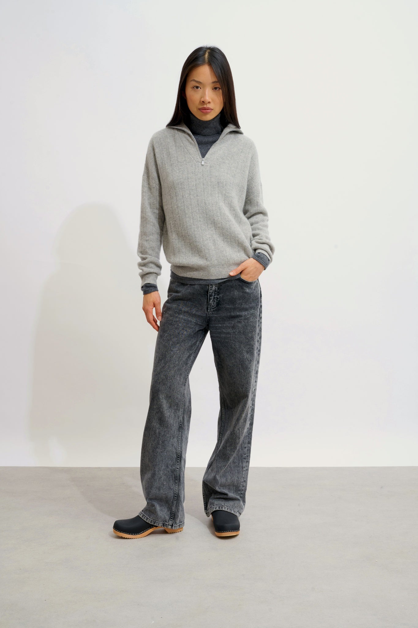 MARIE pull camionneur nuage chiné 100% cachemire