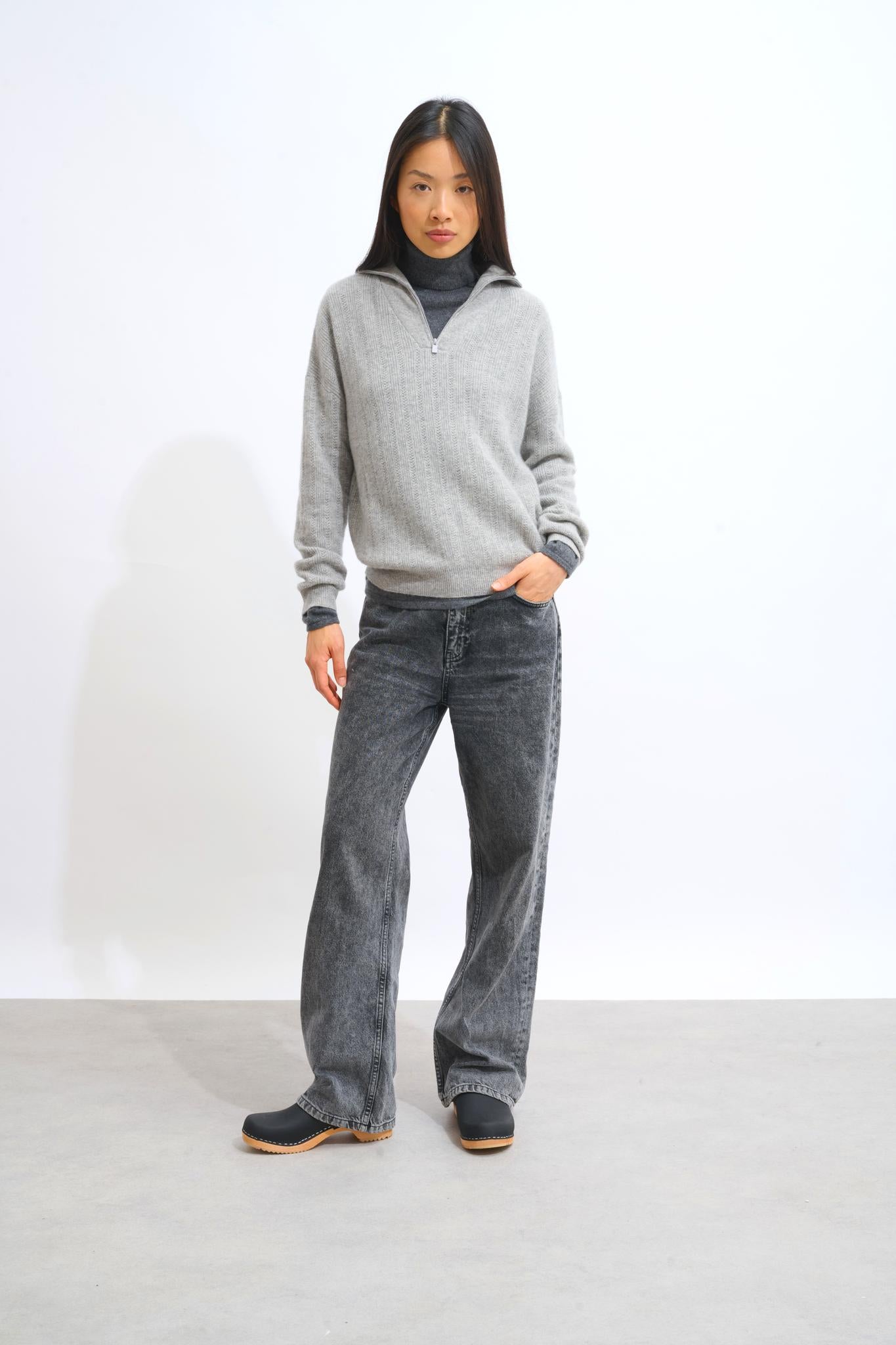 MARIE pull camionneur nuage chiné 100% cachemire