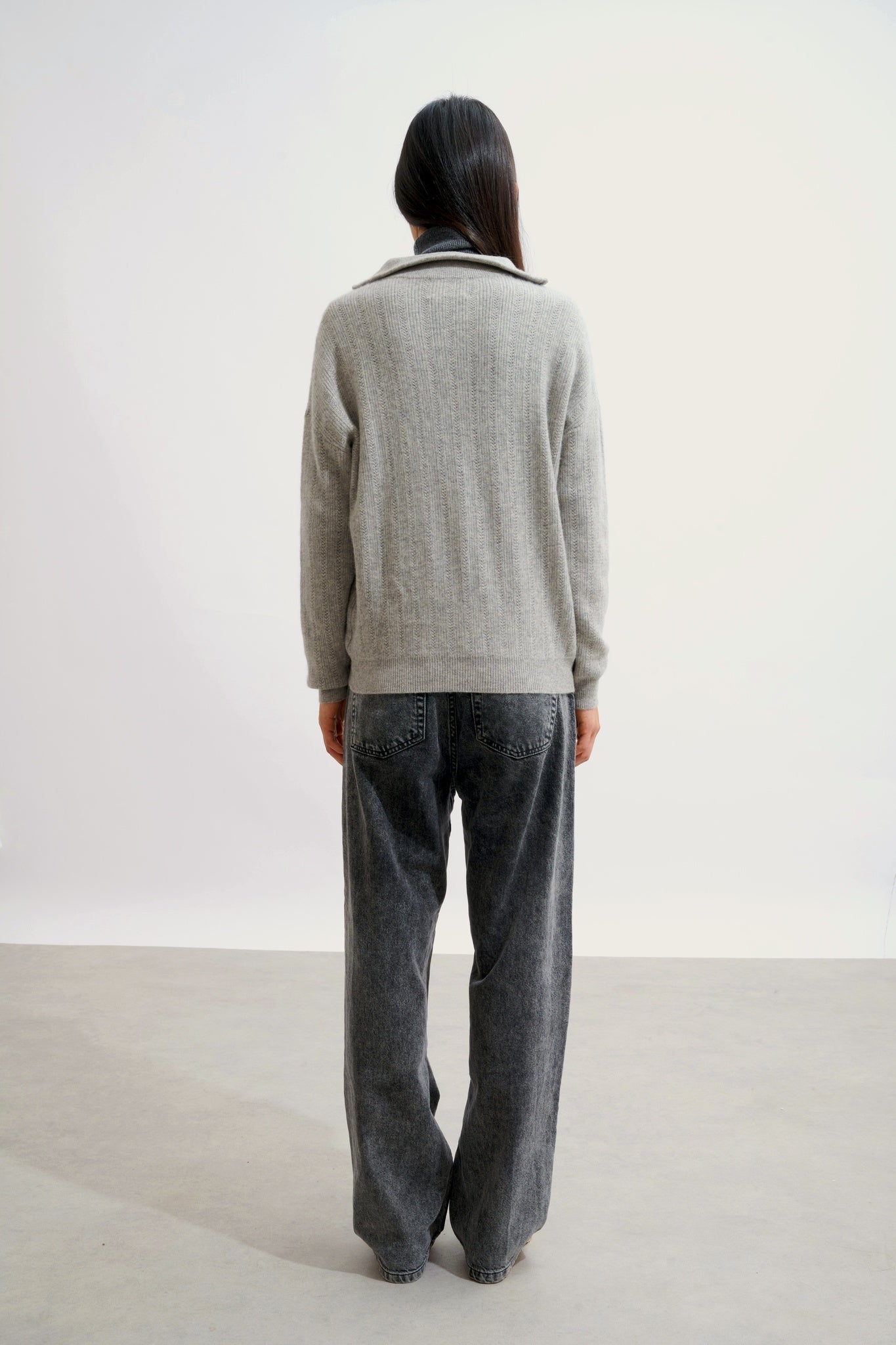 MARIE pull camionneur nuage chiné 100% cachemire