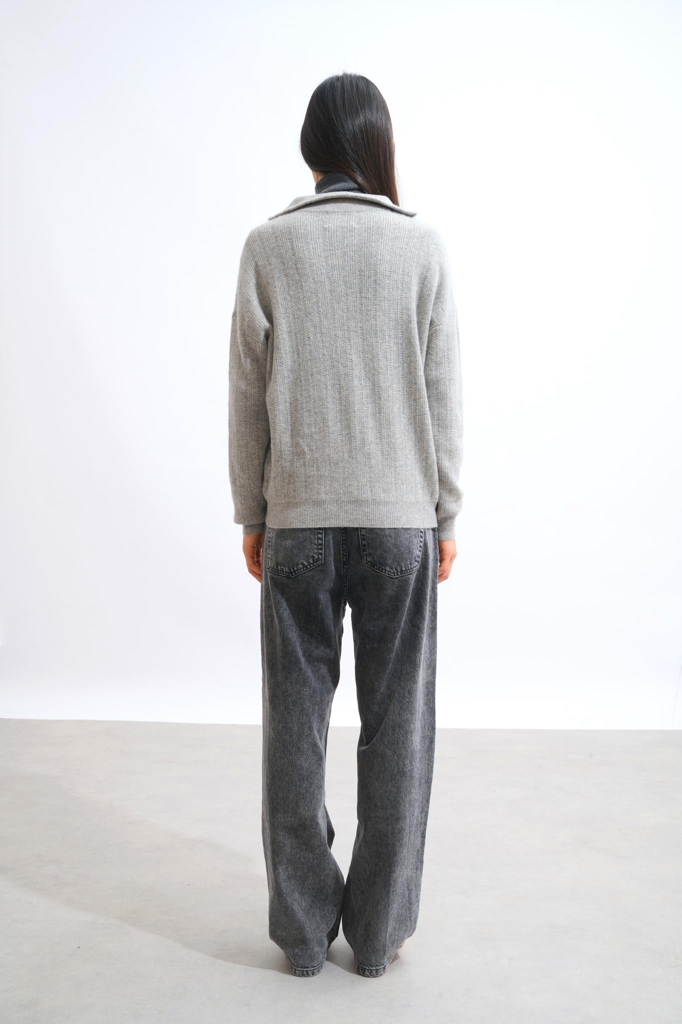 MARIE pull camionneur nuage chiné 100% cachemire