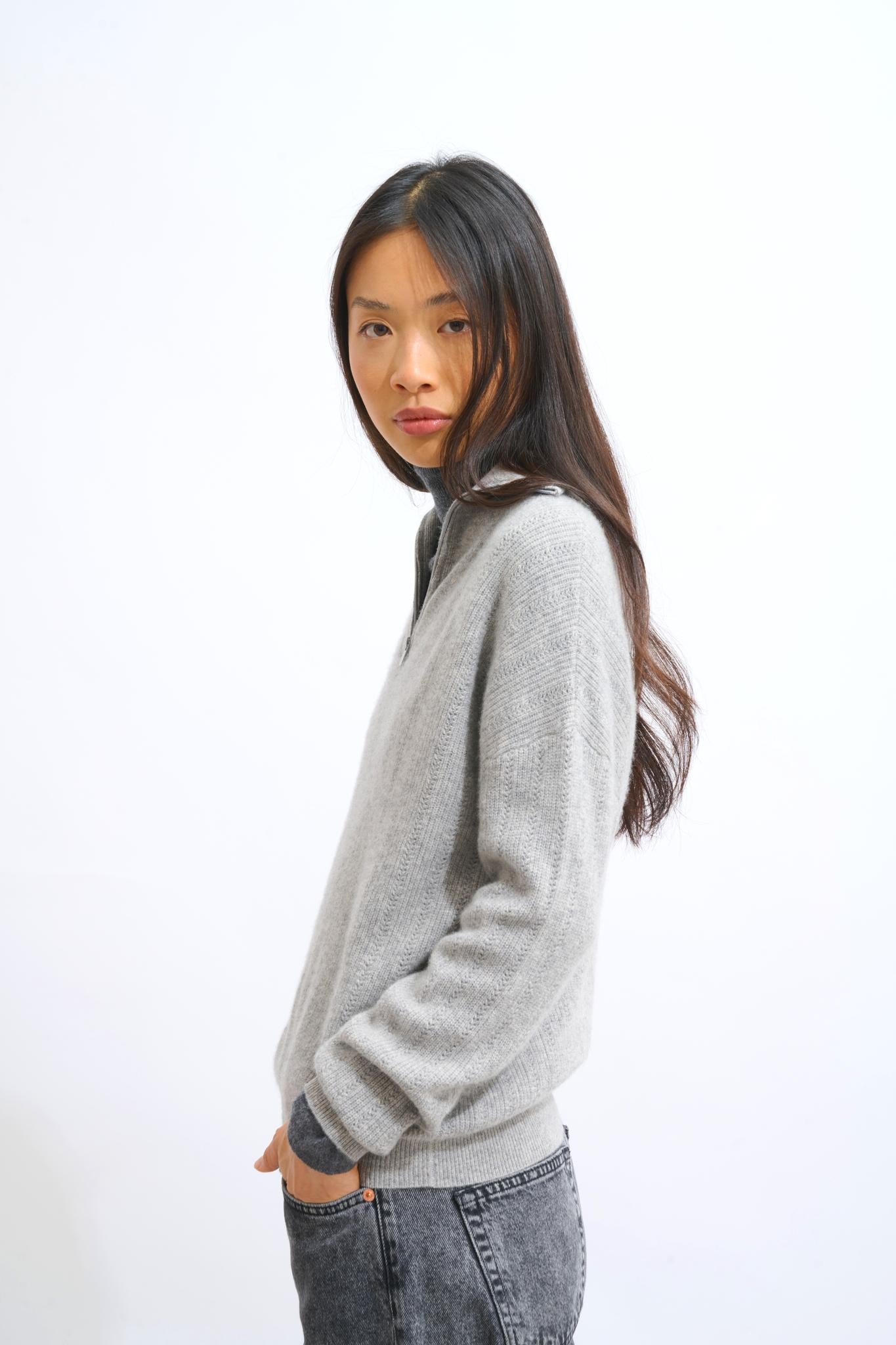 MARIE pull camionneur nuage chiné 100% cachemire