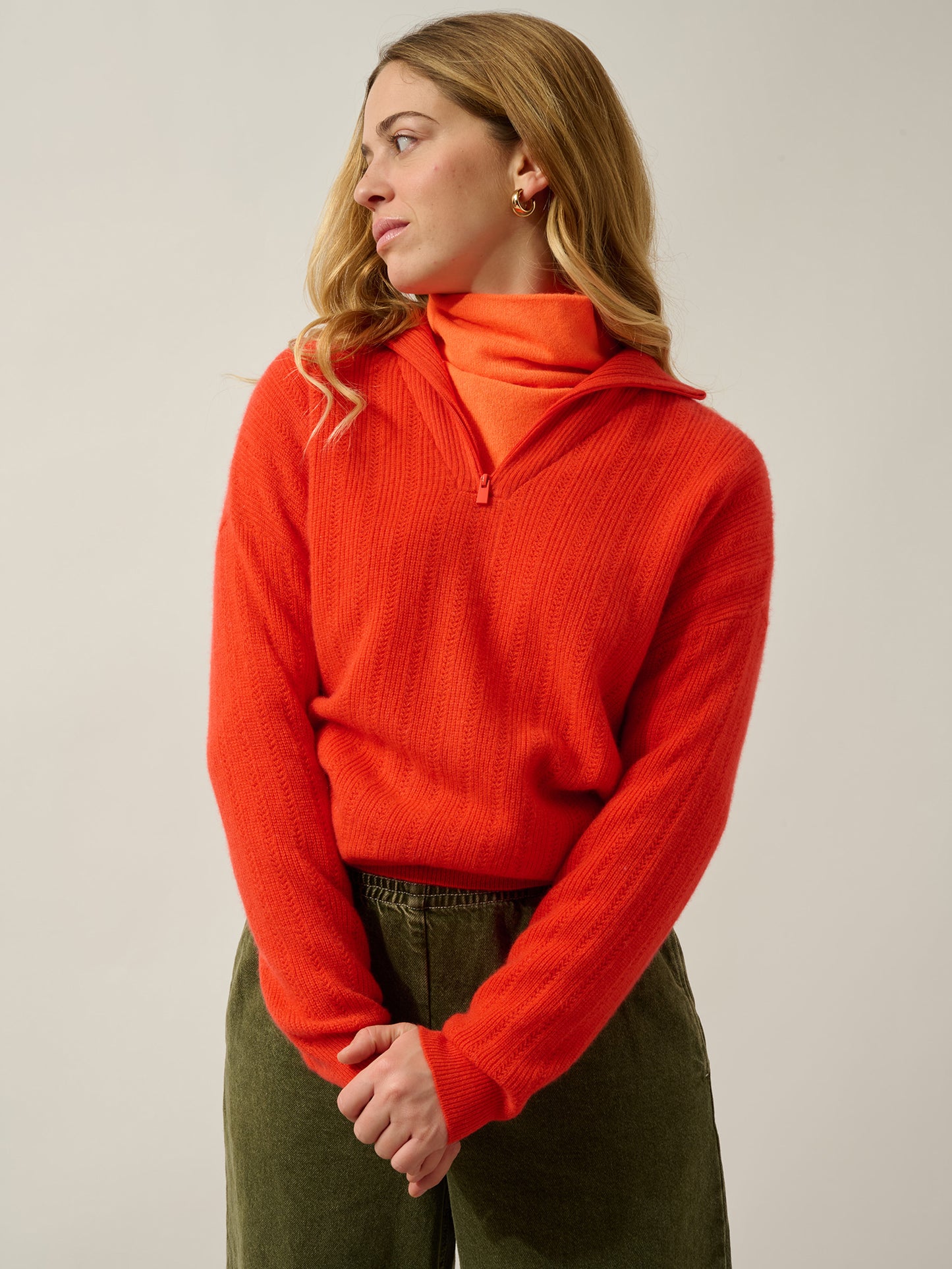 MARIE pull camionneur orange 100% cachemire