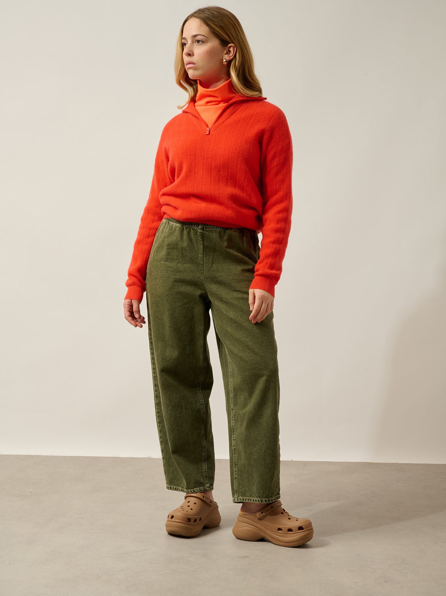 MARIE pull camionneur orange 100% cachemire