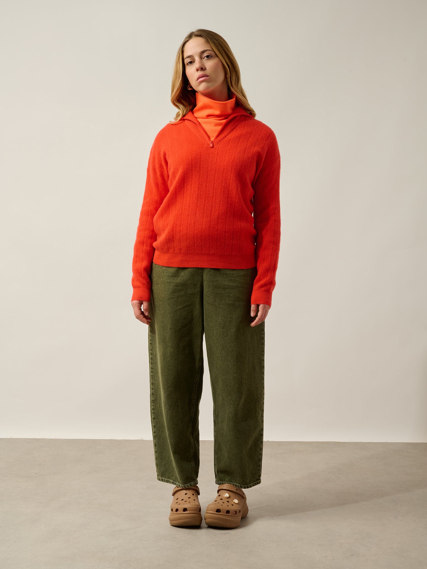 MARIE pull camionneur orange 100% cachemire