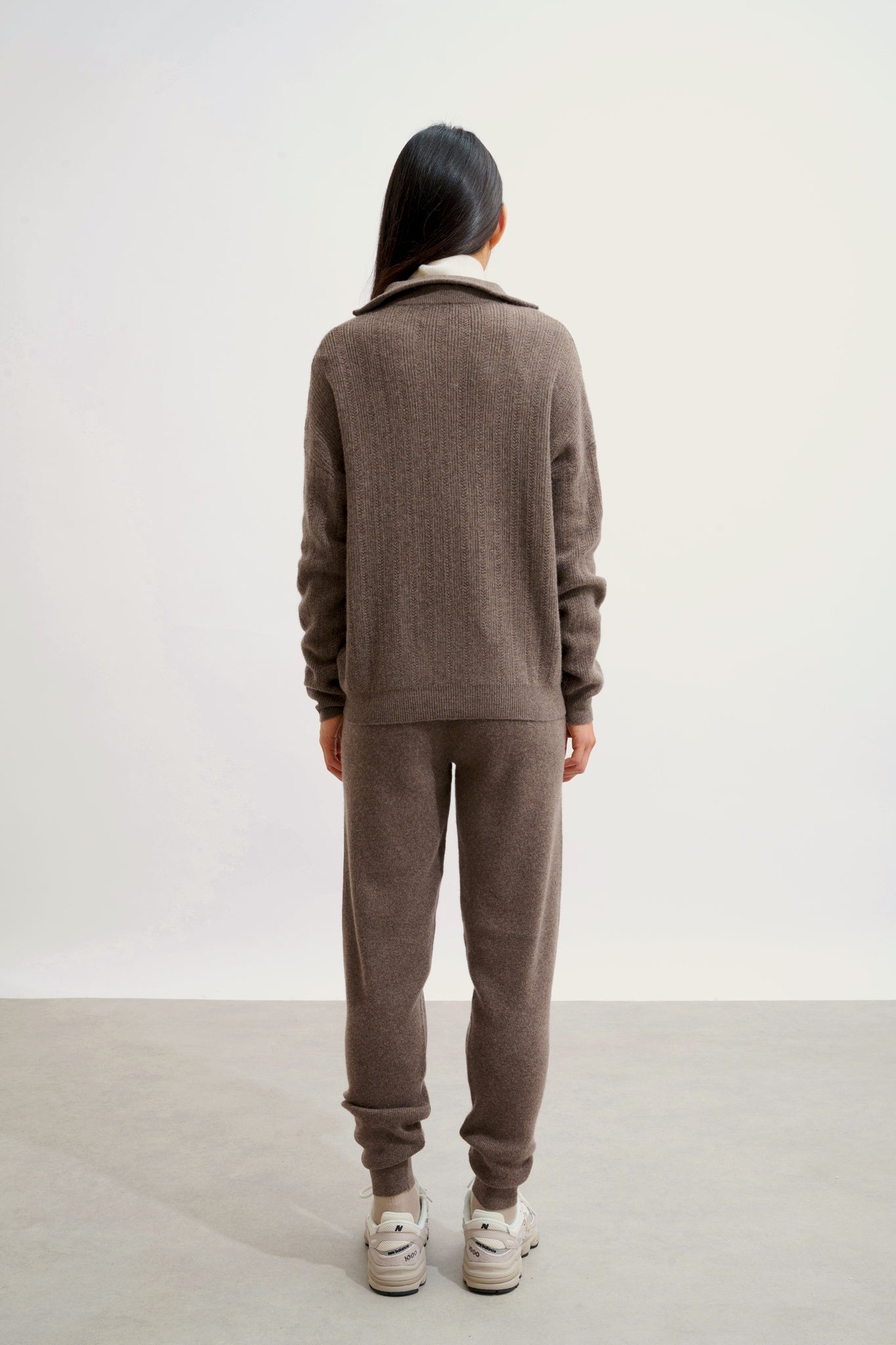 MARIE Trucker Pullover taupe meliert 100% Kaschmir