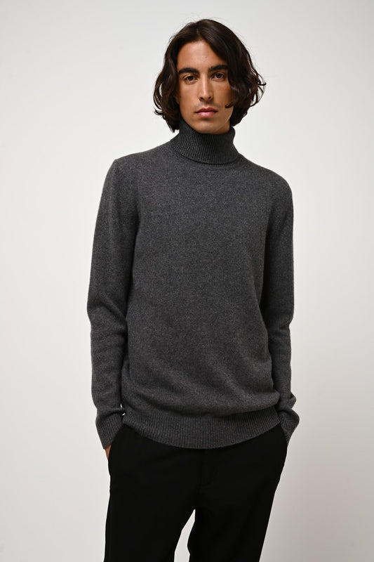 MARTIN 4-thread turtleneck sweater anthracite mottled 100% cashmere