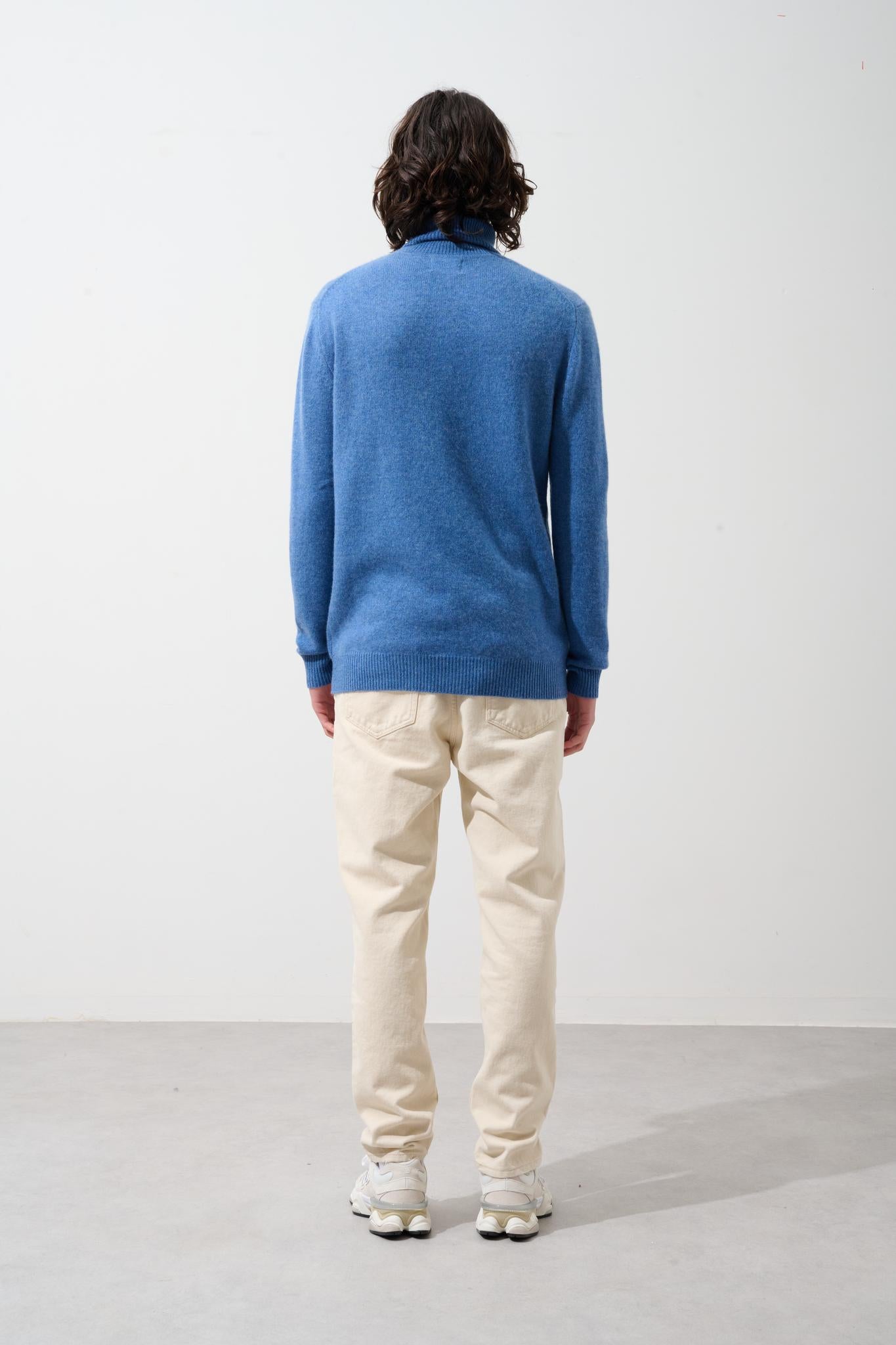 MARTIN Rollkragenpullover 4-fädig denimblau 100% Kaschmir