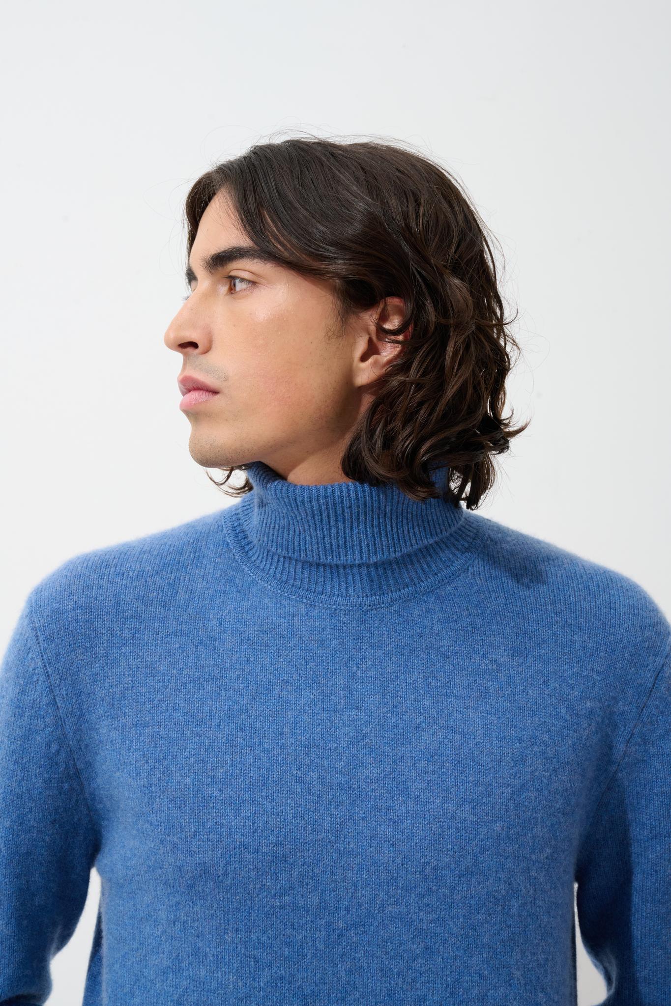 MARTIN Rollkragenpullover 4-fädig denimblau 100% Kaschmir