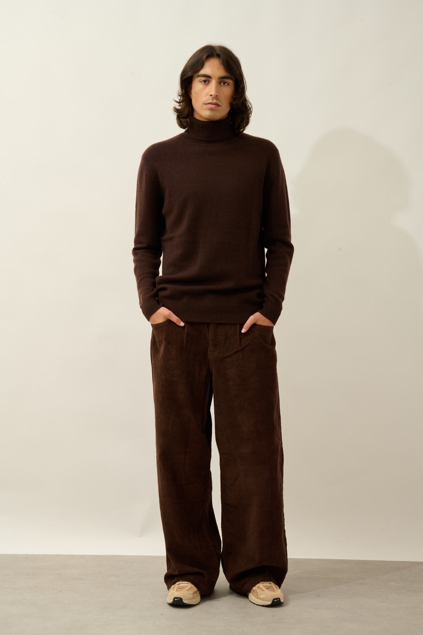 martin pull col roulé 4 fils choco 100% cachemire