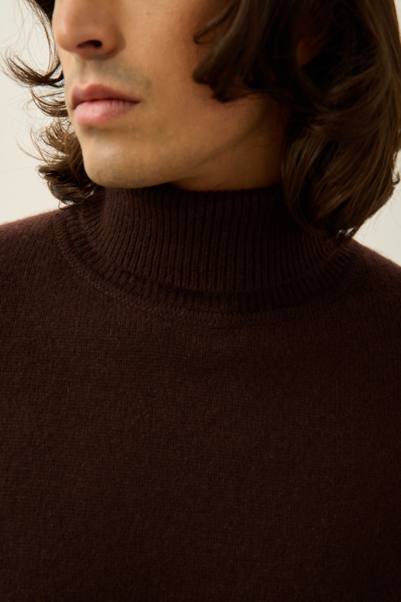 martin pull col roulé 4 fils choco 100% cachemire