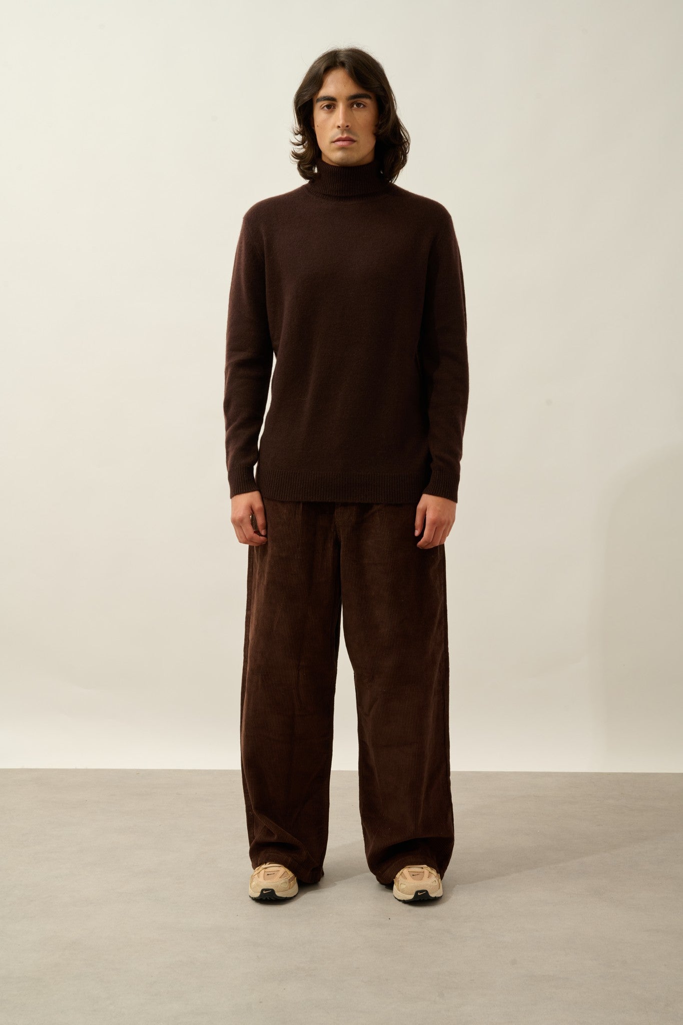 martin pull col roulé 4 fils choco 100% cachemire