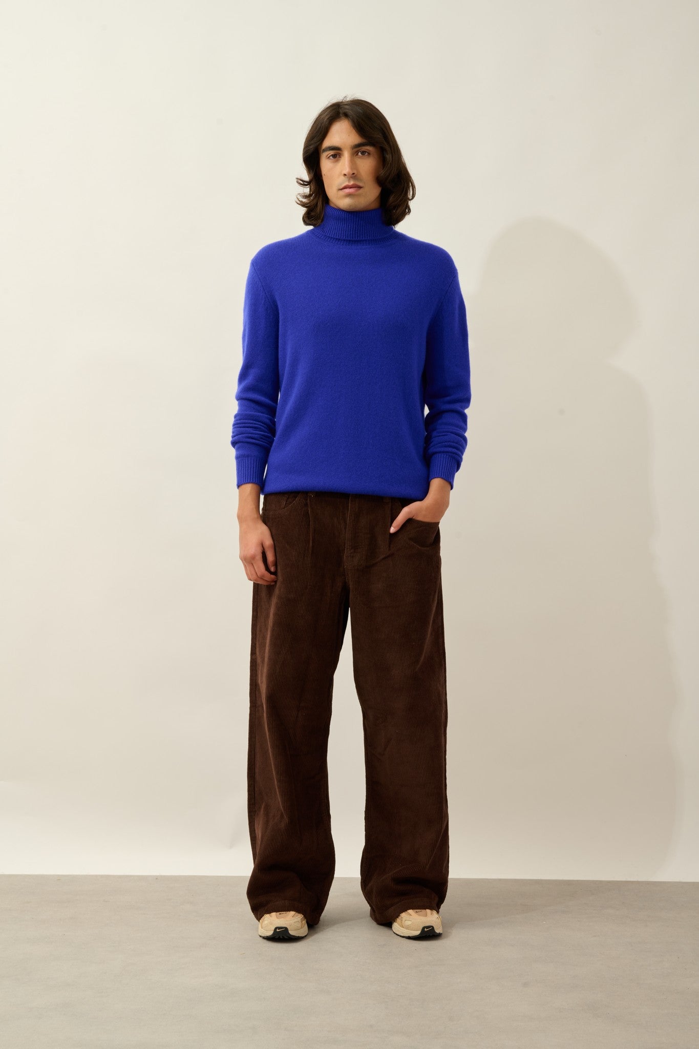 martin pull col roulé 4 fils indigo 100% cachemire