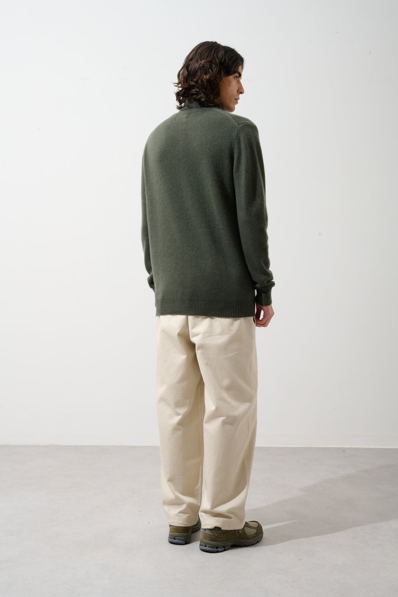 MARTIN 4-thread khaki turtleneck sweater 100% cashmere