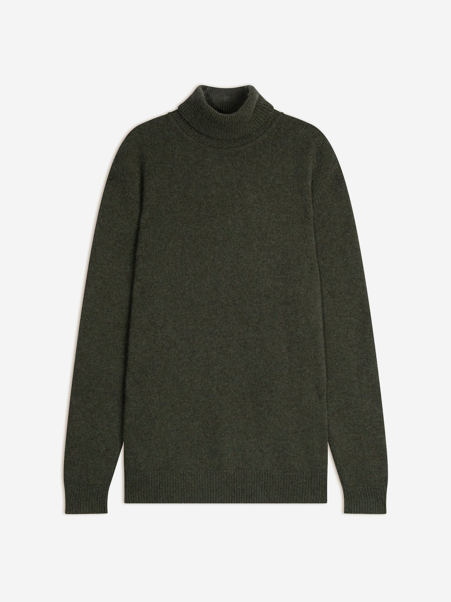 MARTIN 4-fädiger Khaki-Melange-Rollkragenpullover 100% Kaschmir