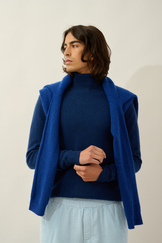 martin pull col roulé 4 fils minuit 100% cachemire