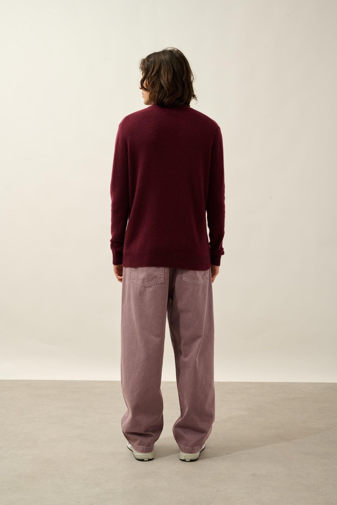 MARTIN pull col roulé 4 fils mûre 100% cachemire