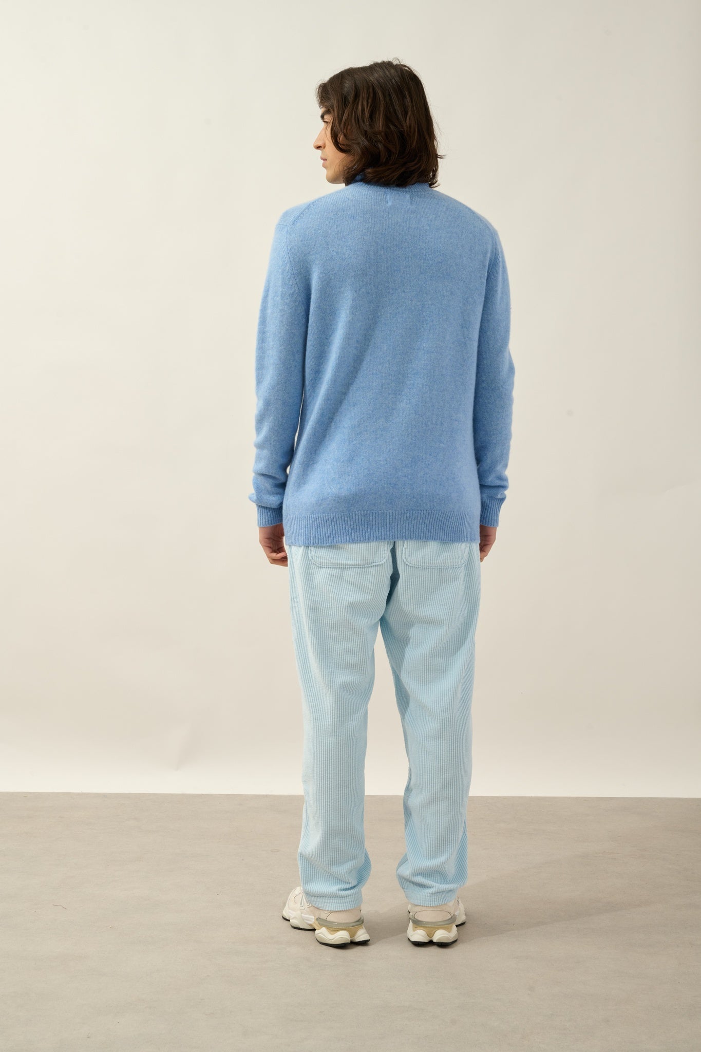 MARTIN pull col roulé 4 fils sky 100% cachemire