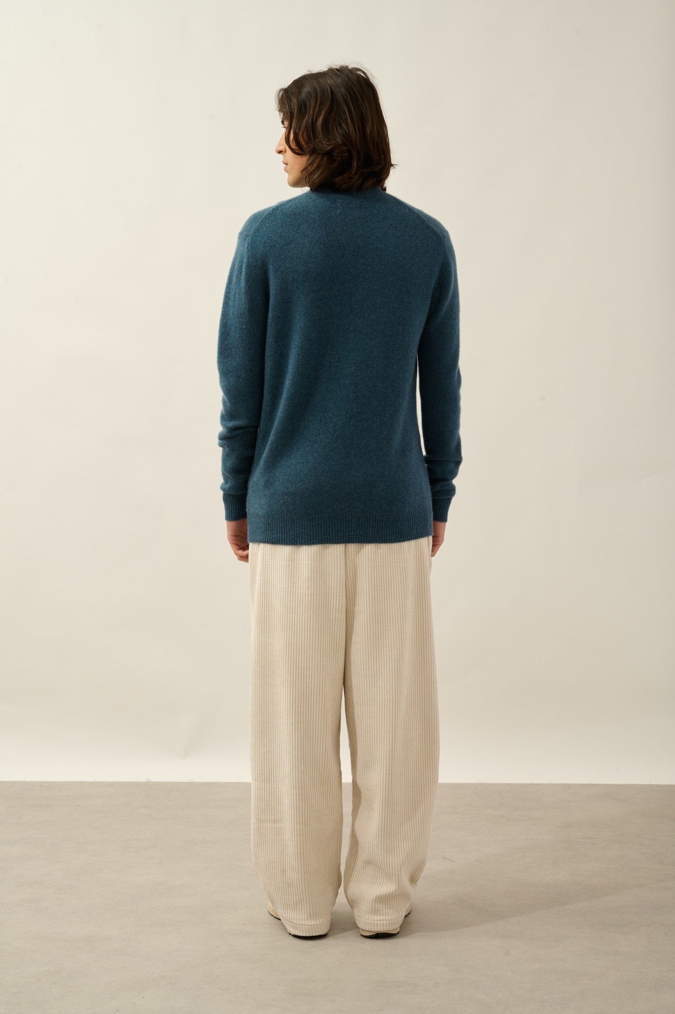 martin pull col roulé 4 fils vert canard chiné 100% cachemire