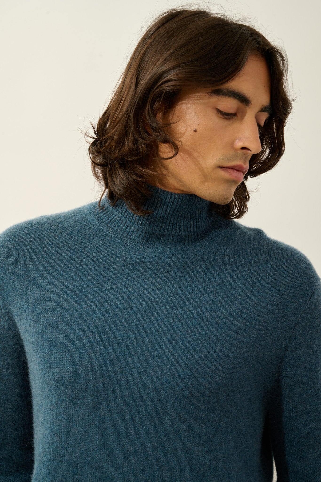 martin pull col roulé 4 fils vert canard chiné 100% cachemire