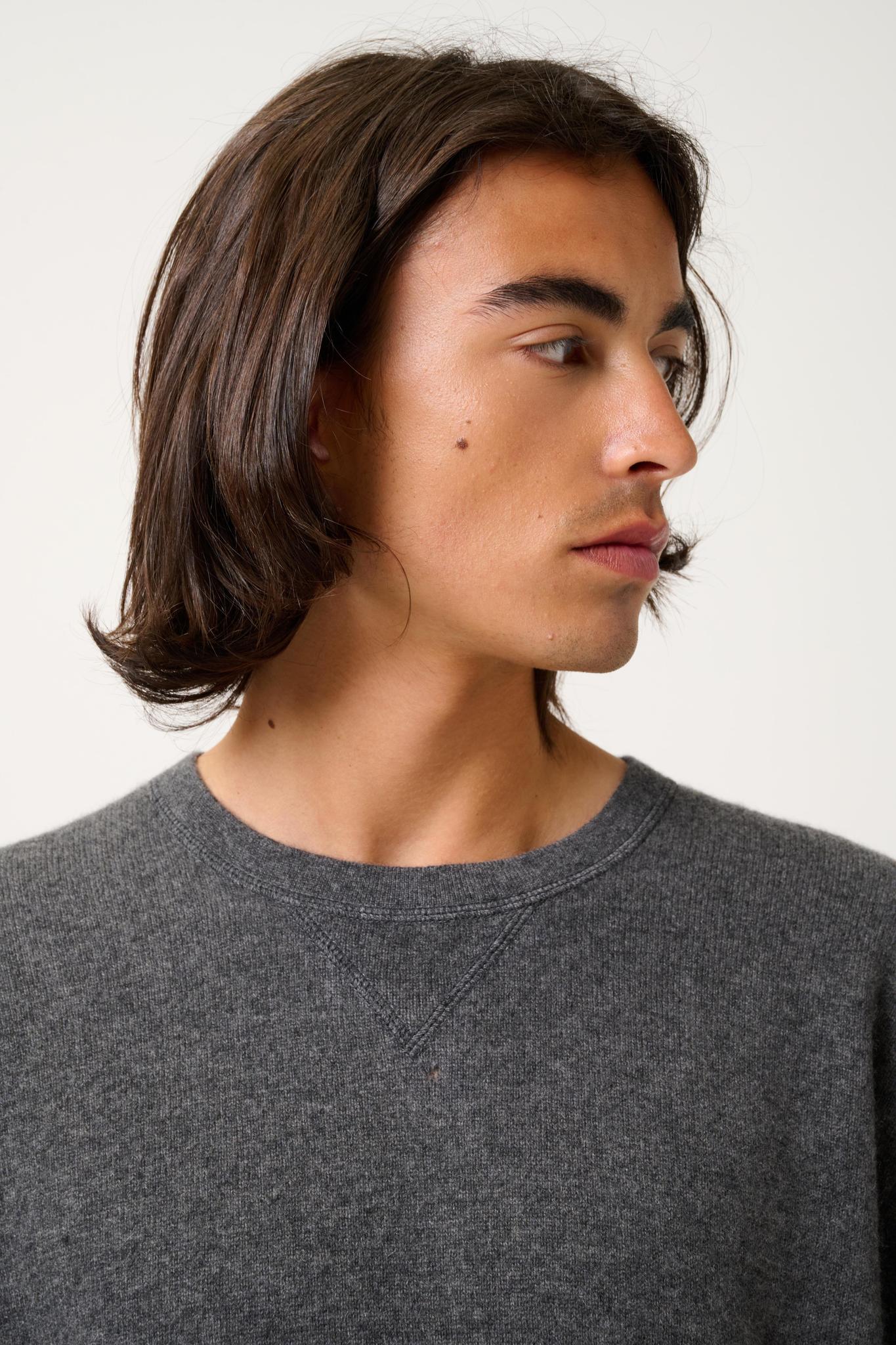 MAYA thirt Rundhalsausschnitt anthrazit meliert 100% Kaschmir