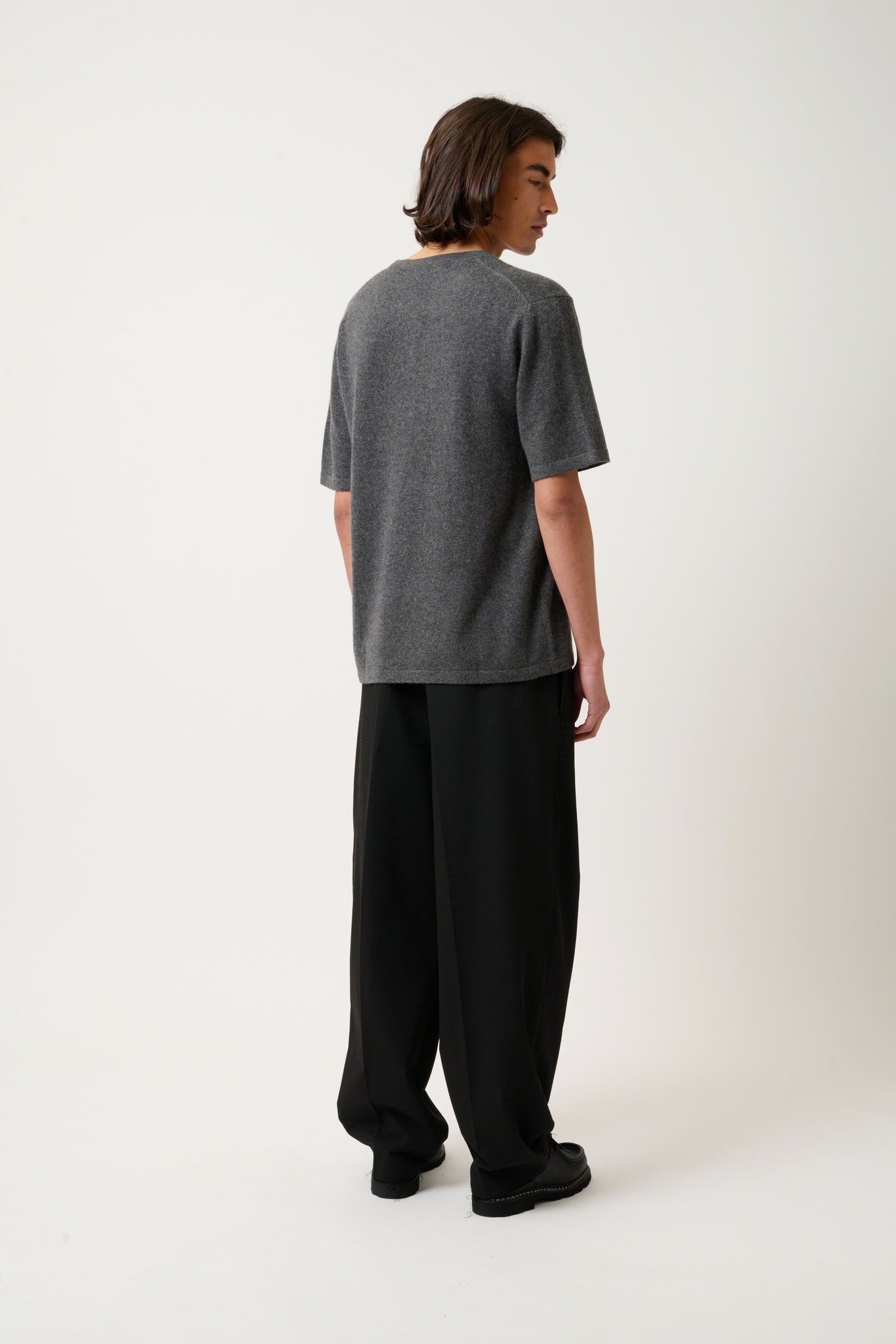 MAYA thirt round neck anthracite mottled 100% cashmere