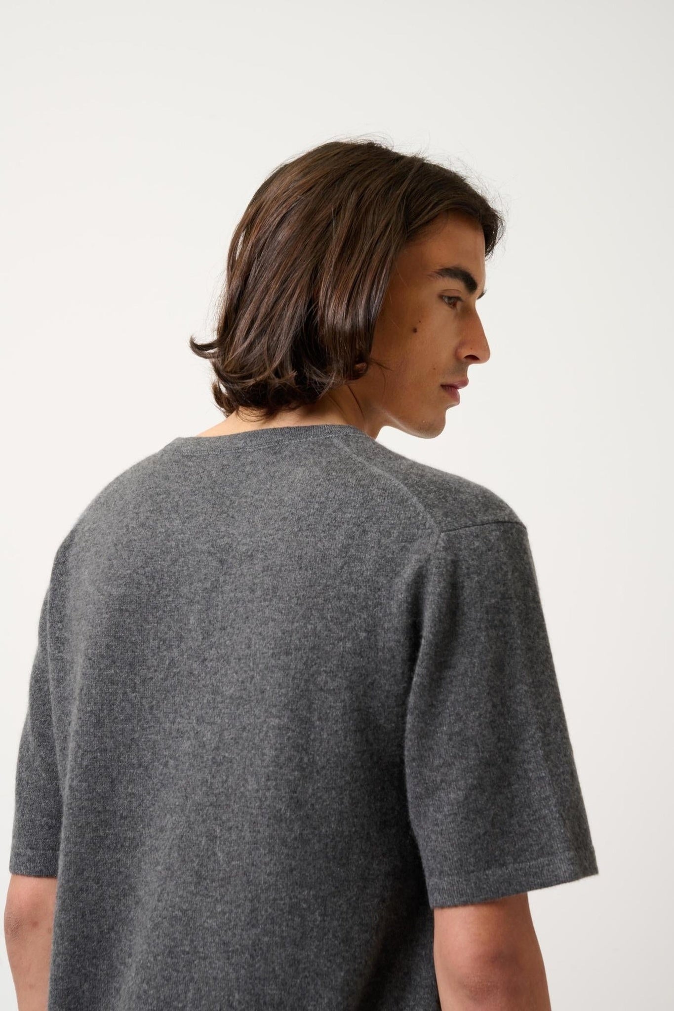 MAYA thirt col rond anthracite chiné 100% cachemire