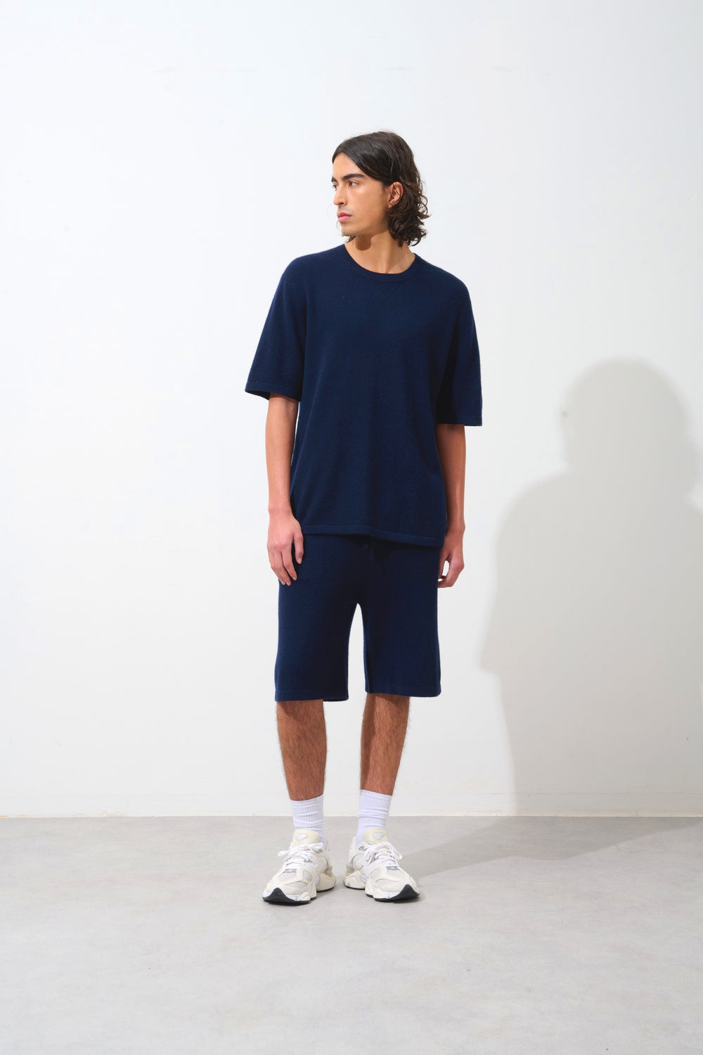 MAYA t-shirt col rond navy 100% cachemire