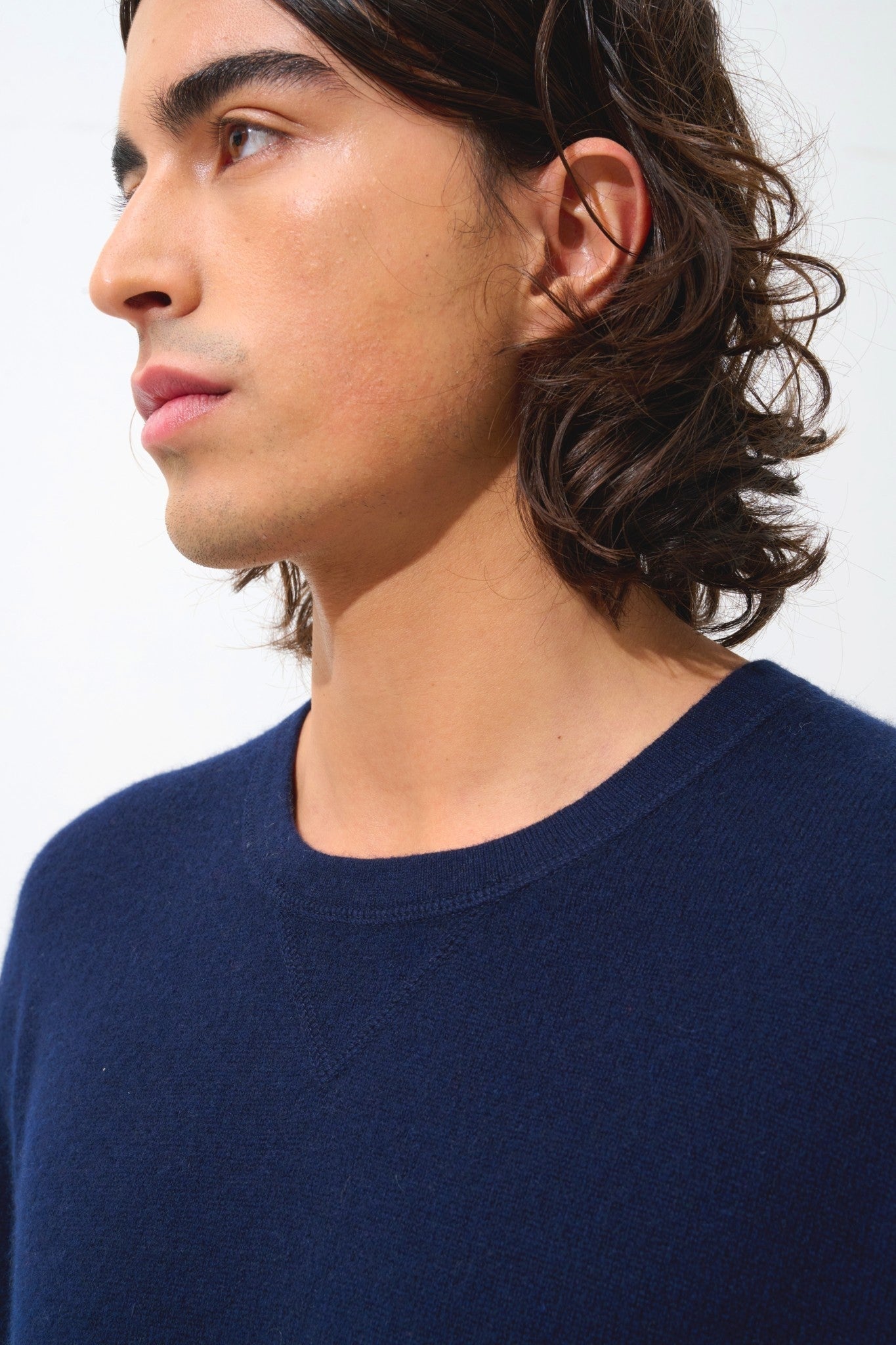 maya t-shirt col rond navy 100% cachemire