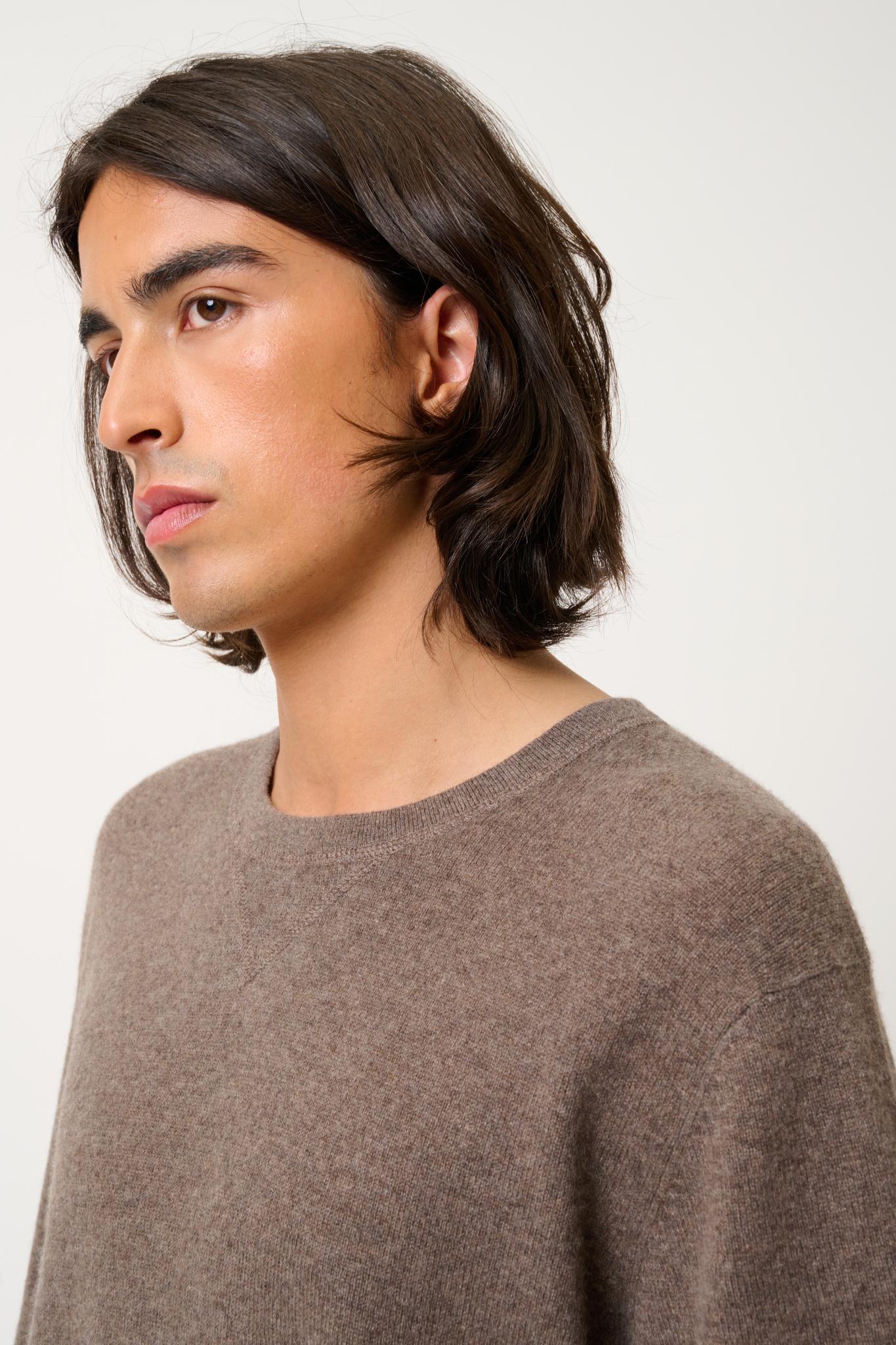 MAYA thirt Rundhalsausschnitt taupe meliert 100% Kaschmir
