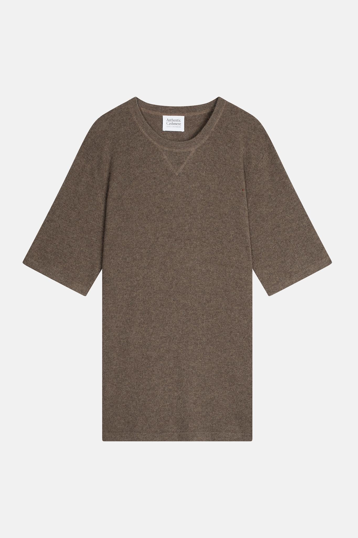 MAYA thirt Rundhalsausschnitt taupe meliert 100% Kaschmir