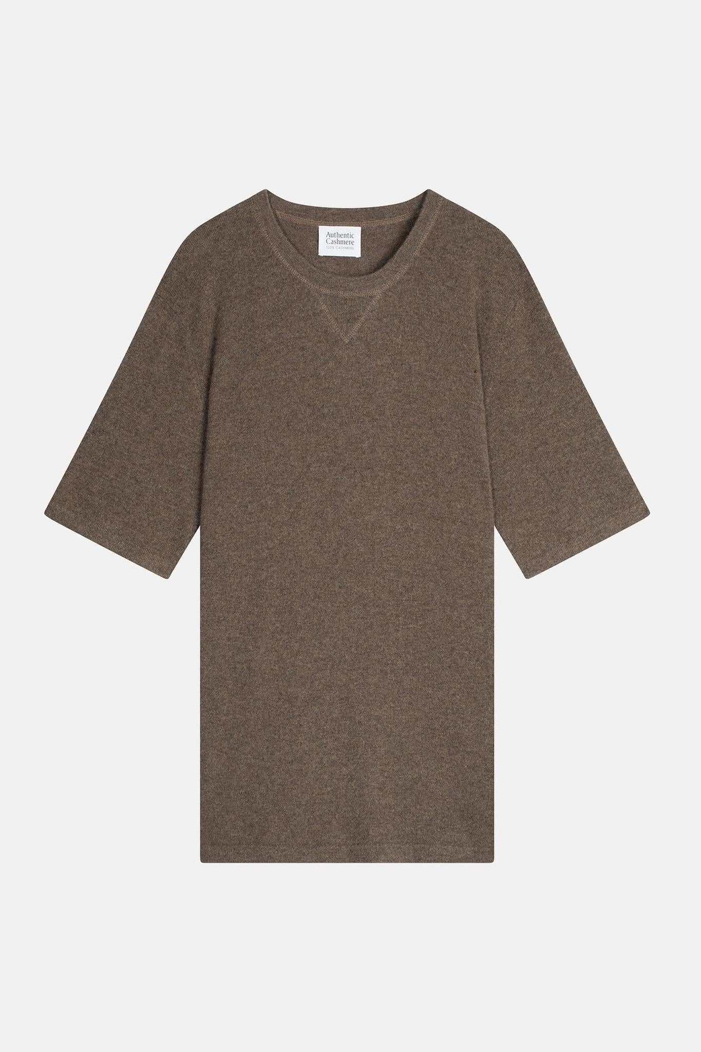 MAYA thirt col rond taupe chiné 100% cachemire