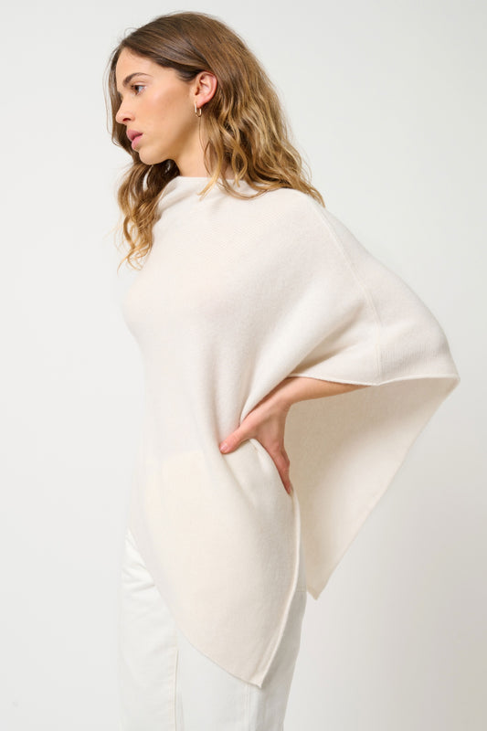 MERYL poncho 4 fils ivoire 100% cachemire