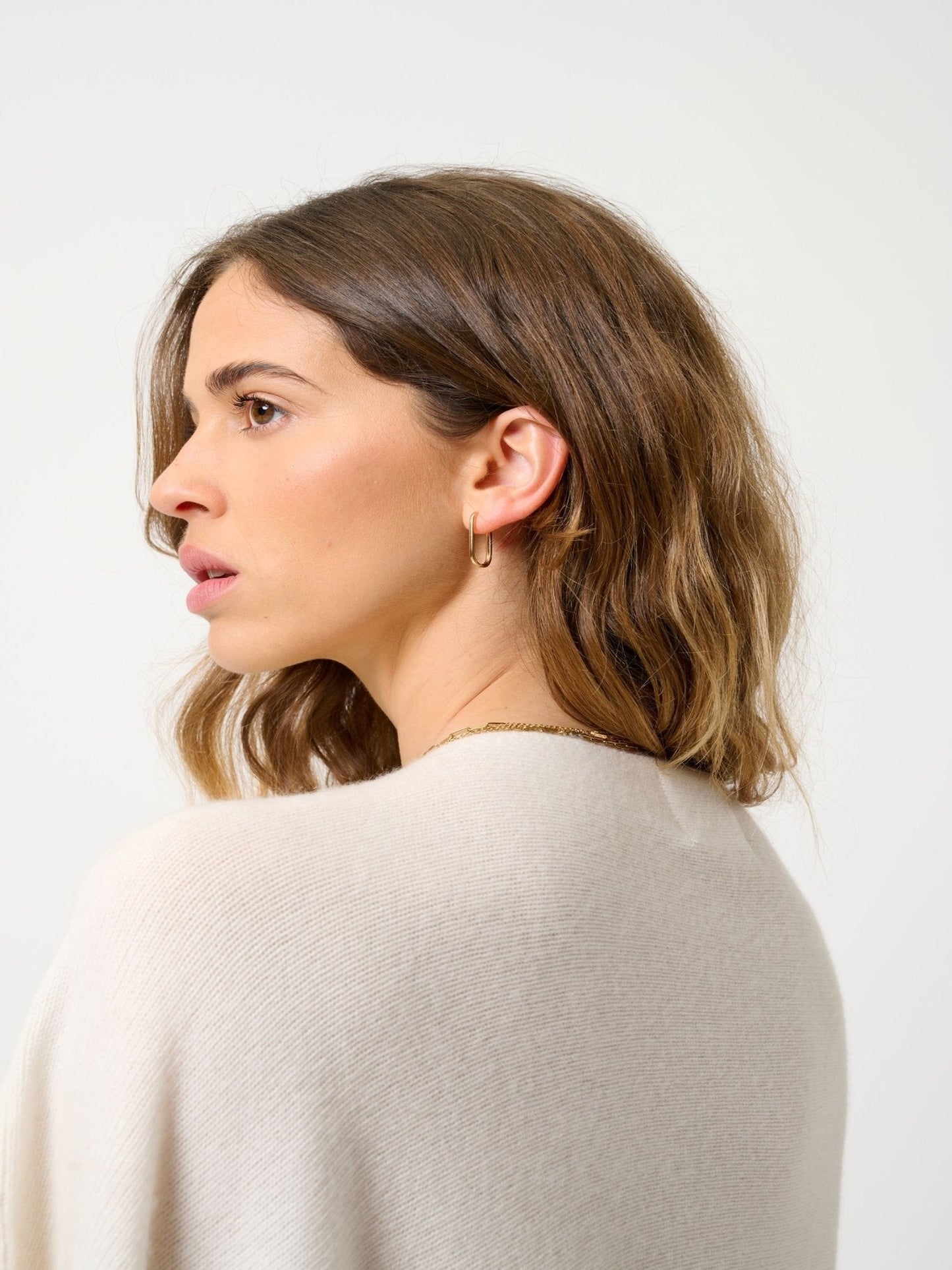 MERYL 4-thread poncho ivory 100% cashmere