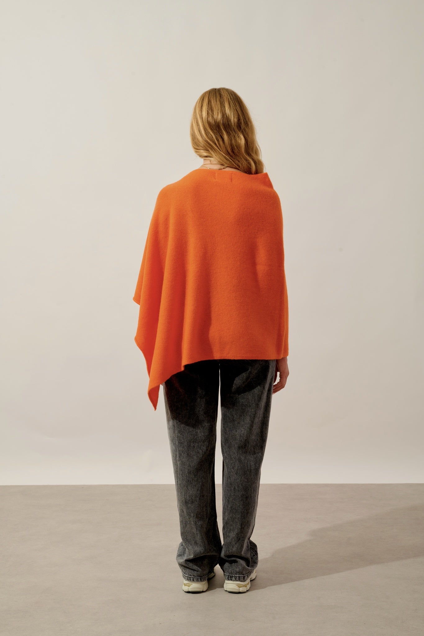 MERYL poncho 4 fils carotte 100% cachemire