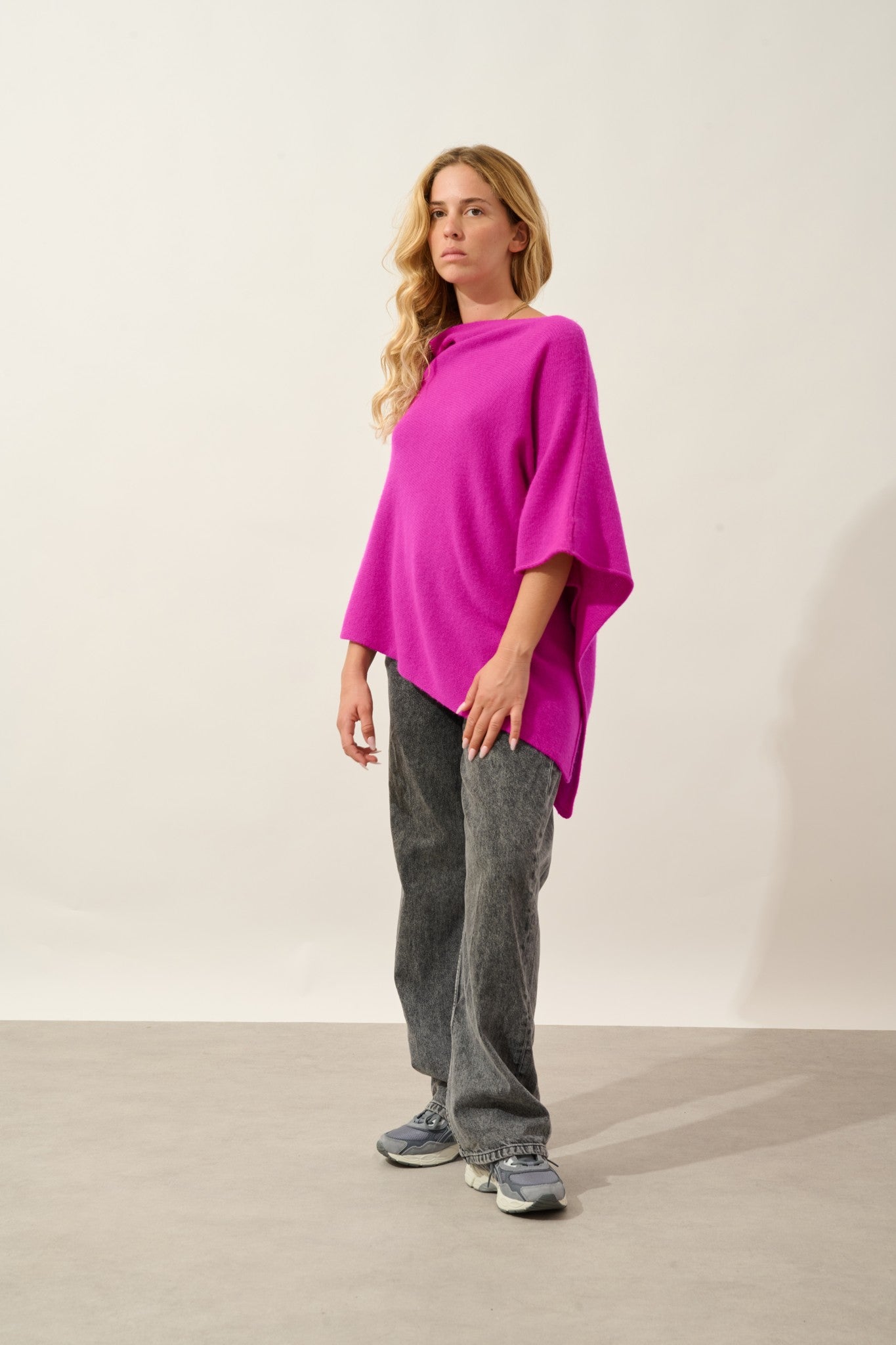 meryl poncho 4 fils hibiscus 100% cachemire