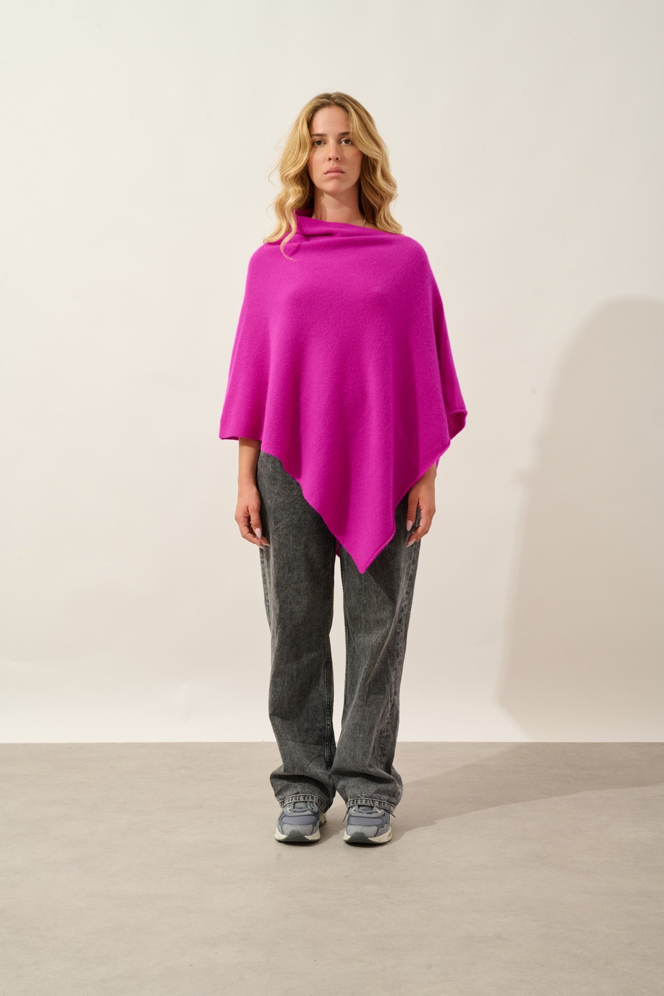 meryl poncho 4 fils hibiscus 100% cachemire