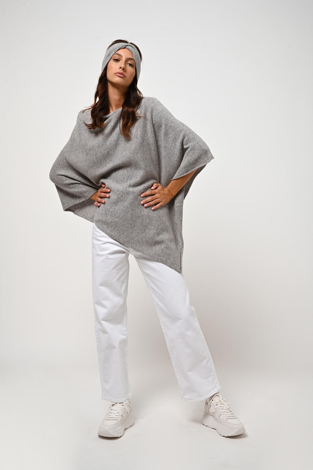 MERYL 4-thread cloud mottled poncho 100% cashmere